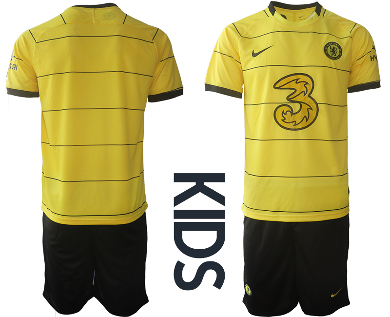 Youth 2021-2022 Club Chelsea away yellow blank Soccer Jersey